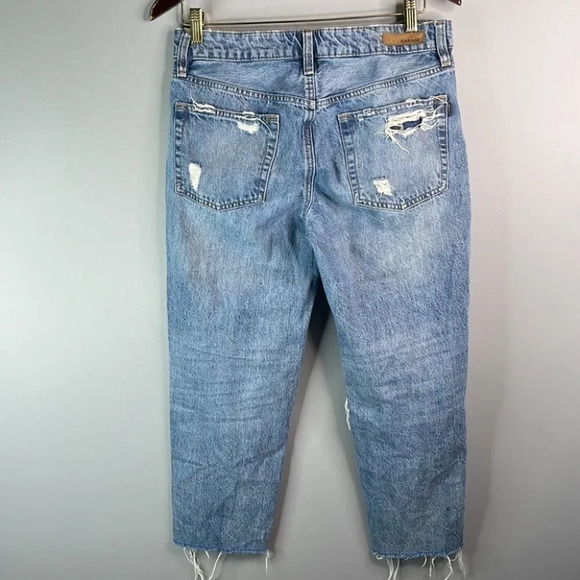 GARAGE Boyfriend Jeans Distressed Blue Light Wash Fray Hem Baggy Mid Rise Size 5 - Picture 7 of 11